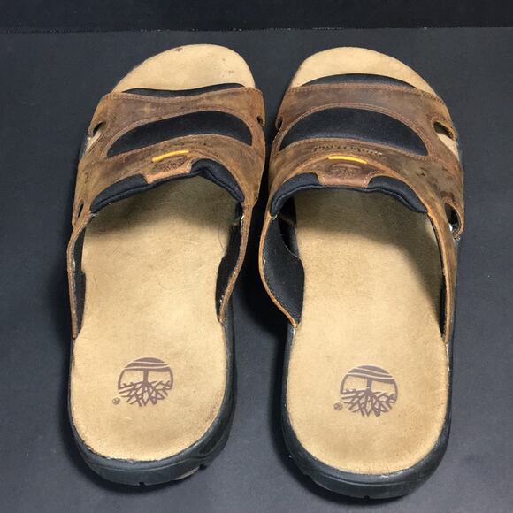 Timberland Brown Leather Slide‎ Sandals Men's Size 11M - Picture 6 of 12